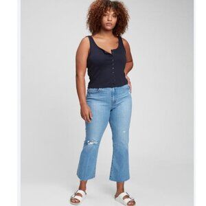 NWT Gap Kick Fit High Rise Distressed Jeans Size 35 Light Wash Raw Ankle Hem